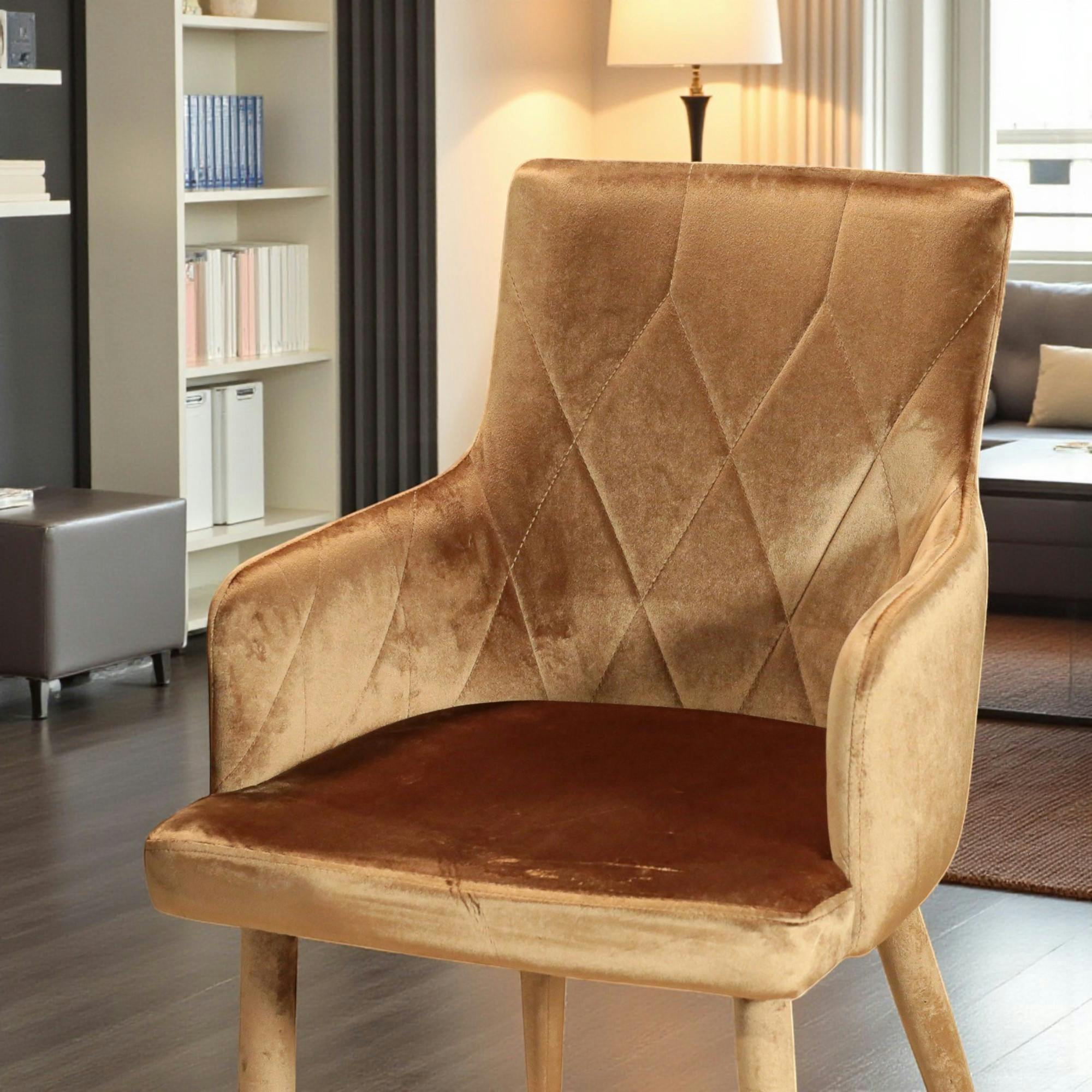 Fauteuil de table en velours doré (lot de 2) HAWAI