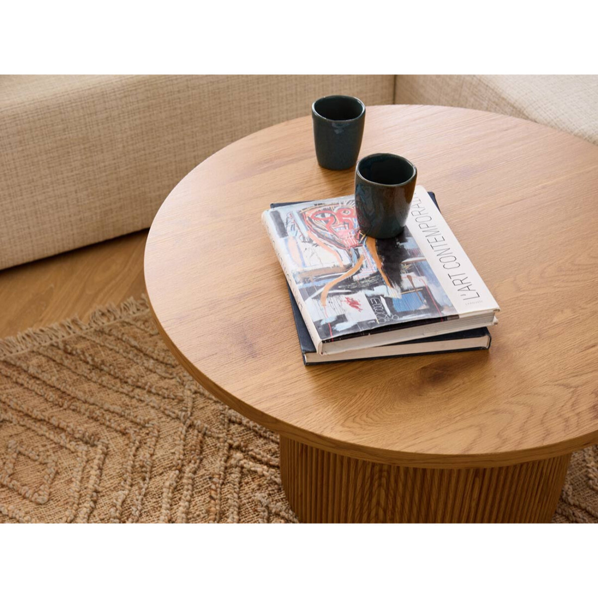 Oliva - table basse ronde - effet bois - 80 cm - Bois