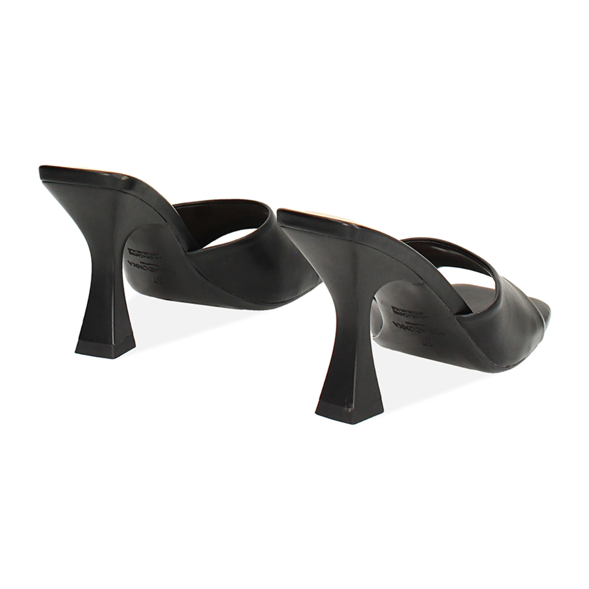 Mules de punta abierta para mujer negras