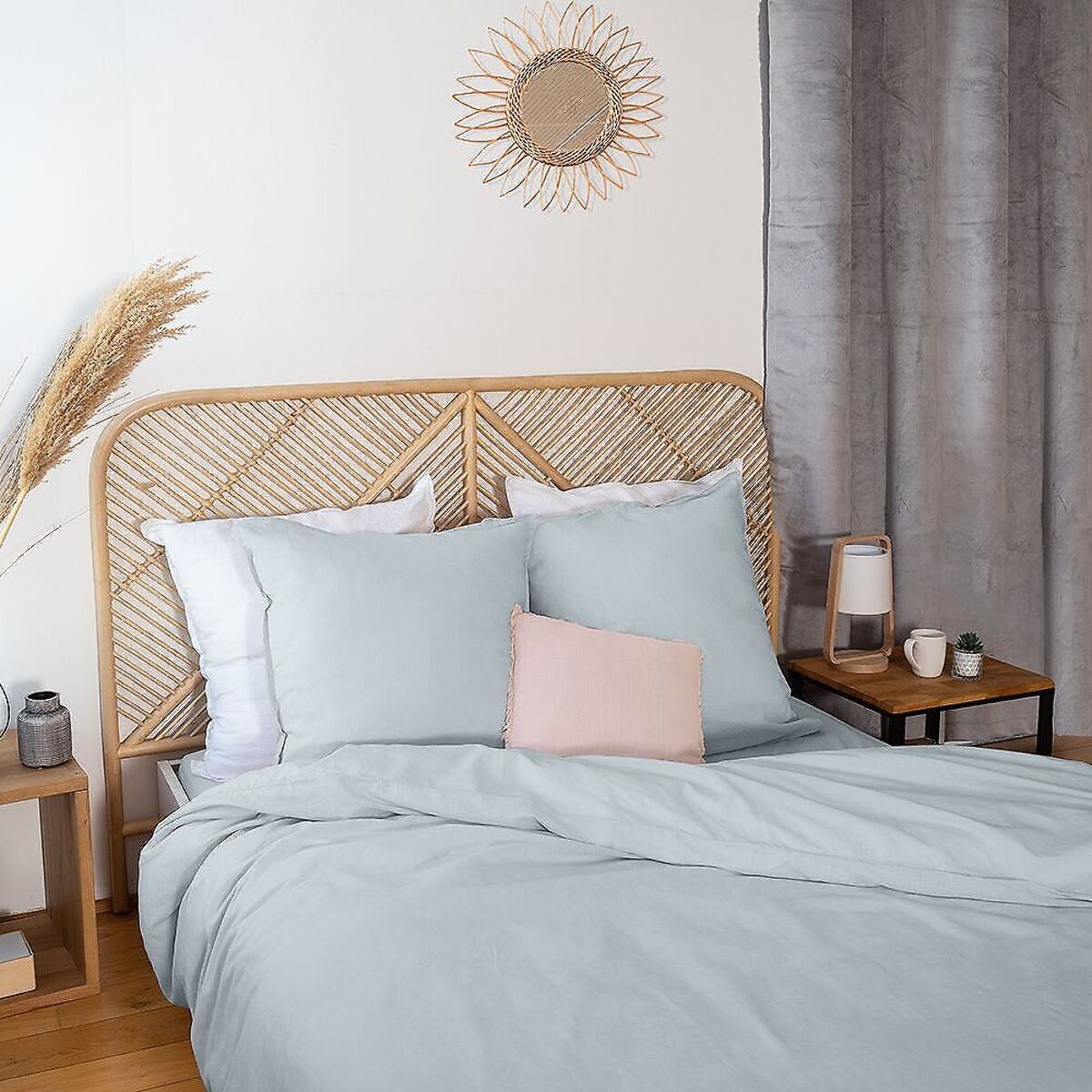 Parure Housse De Couette 3pcs 100% Lin/coton 57 Fils Lin MÉtis Uni