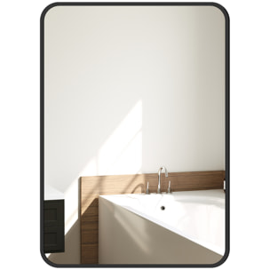 Espejo de Baño 50x70 cm Espejo Rectangular Espejo de Pared con Marco de Metal Vertical u Horizontal para Recibidor Sala de Estar Negro