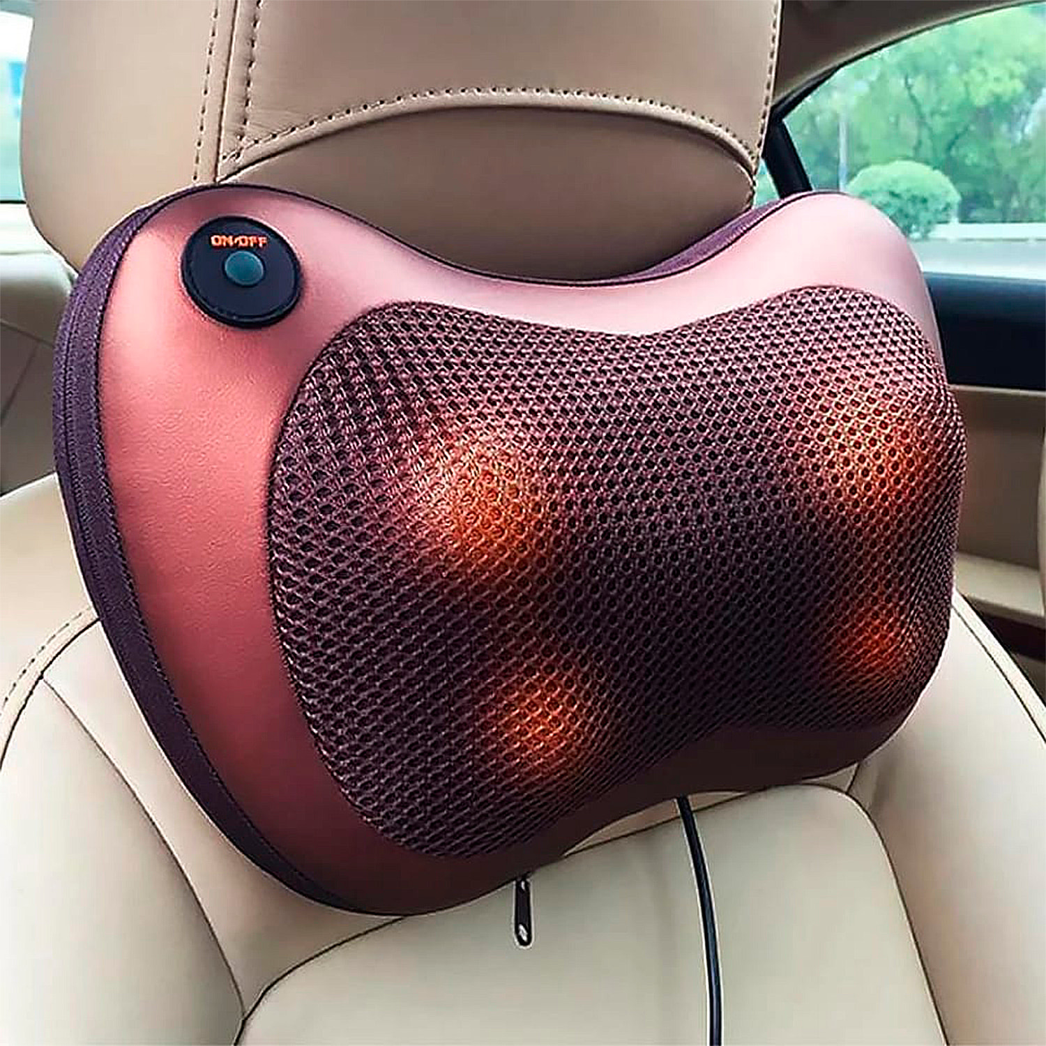 Almohada de masaje con 8 cabezales, masaje en ambas direcciones y calor infrarrojo.