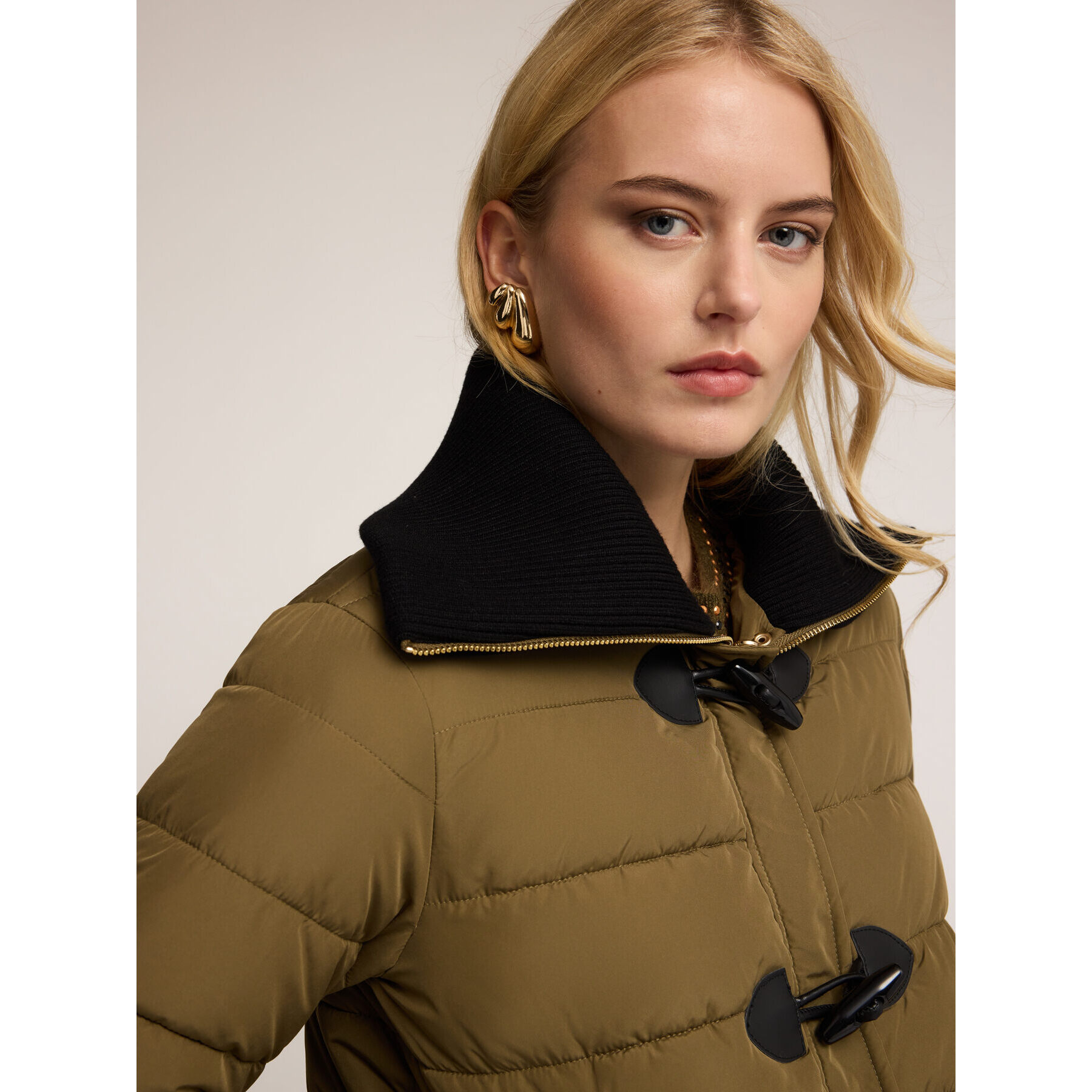 Motivi - Piumino trapuntato con alamari - Verde militare