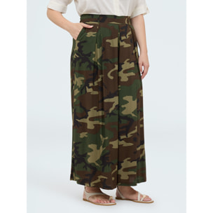 Fiorella Rubino - Pantalones palazzo camuflaje - Verde militare
