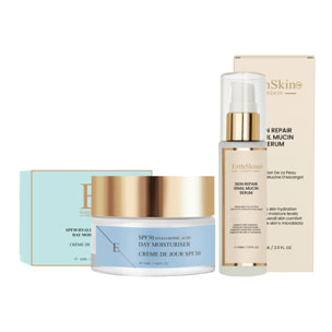 Sérum reparador de piel con extracto de caracol + crema de día con SPF 30