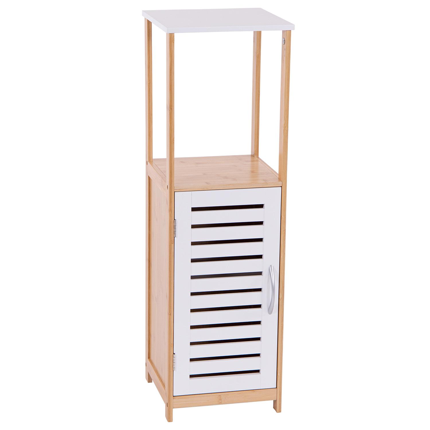 Adelaide - mobiletto multiuso con 1 ripiano e 1 anta - 30x30x96h cm naturale/bianco