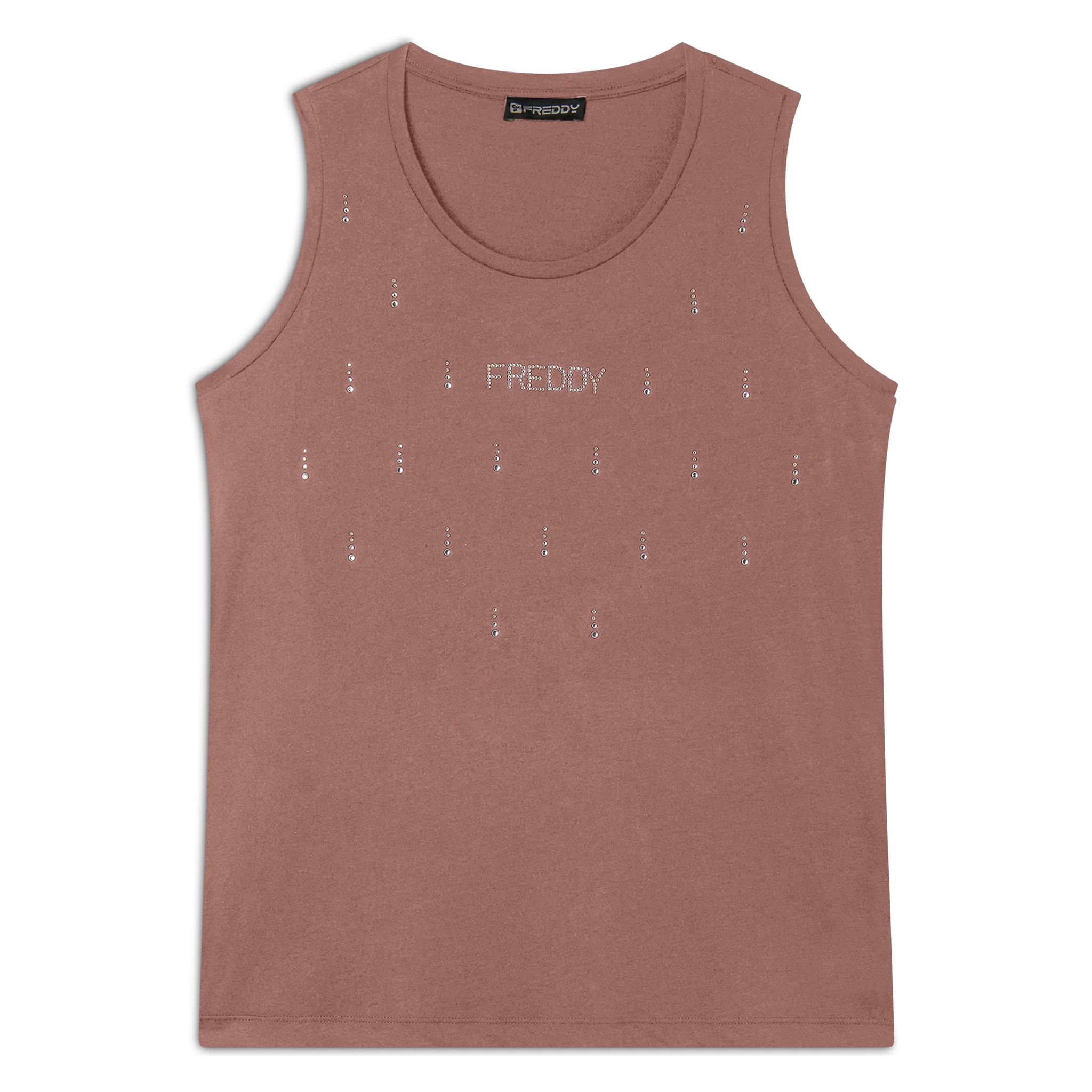 Canotta decorata da Strass in jersey modal