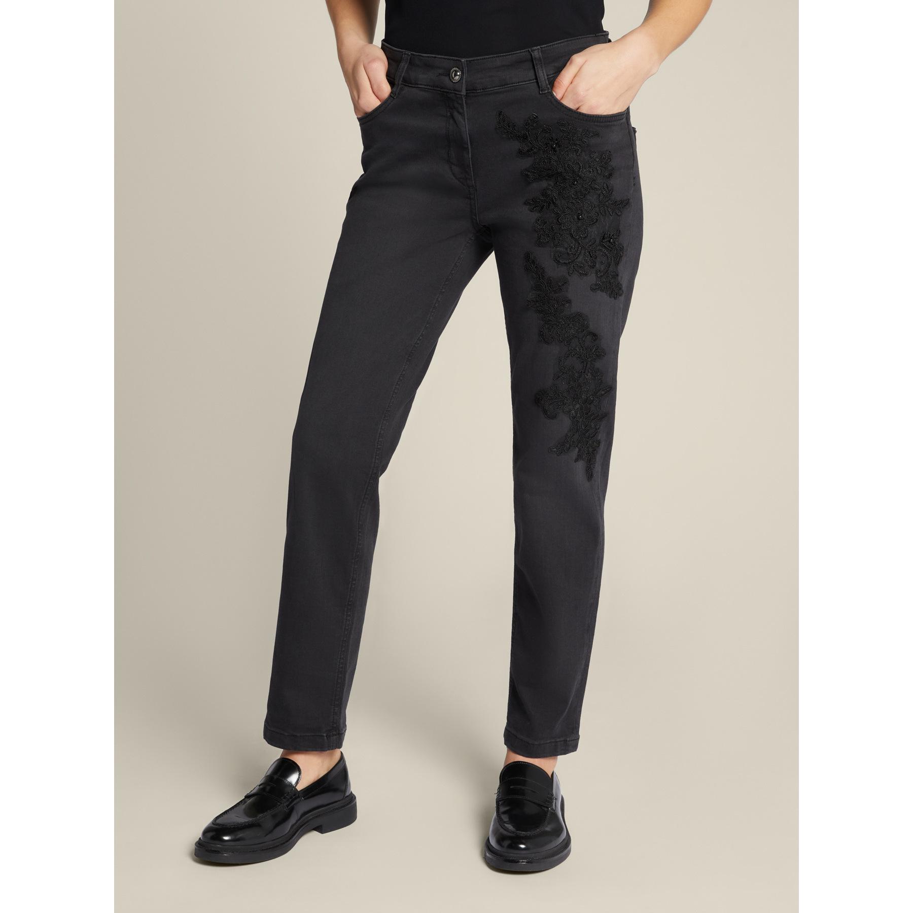 Elena Mirò - Jeans skinny neri ricamati cotone sostenibile - Nero