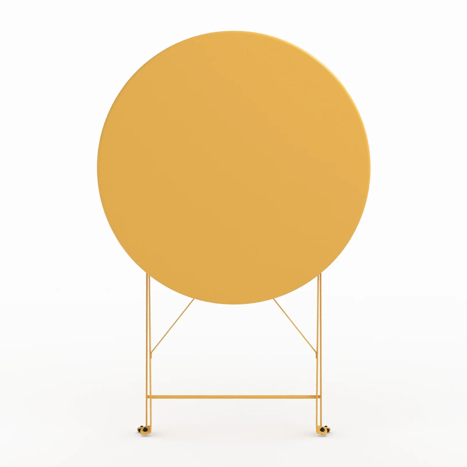 Table de jardin ronde et pliante en métal jaune beurre 2 personnes - Kayla