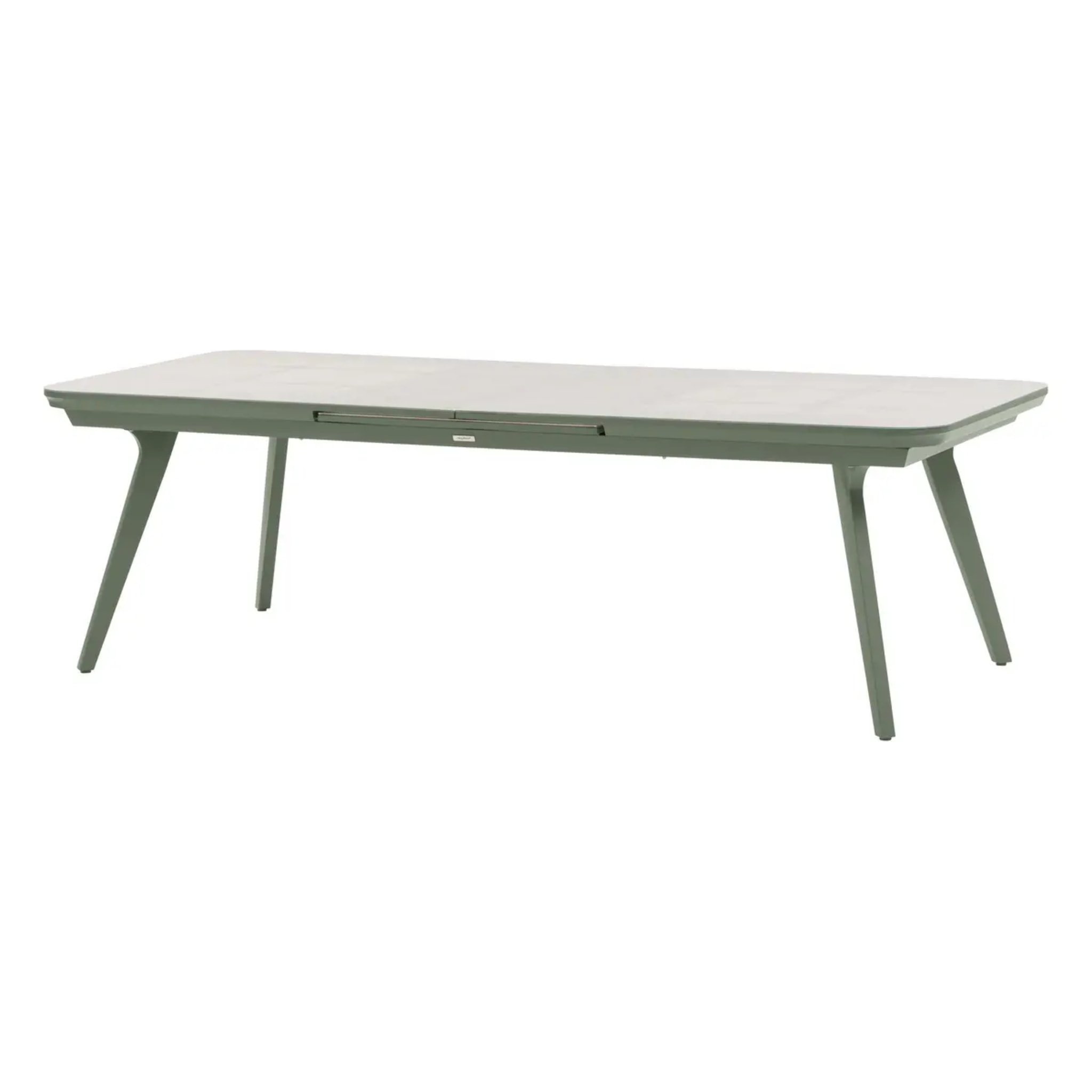 Table de jardin extensible "Pulpy" vert laurier & gris granite 12 places en aluminium verre et céramique