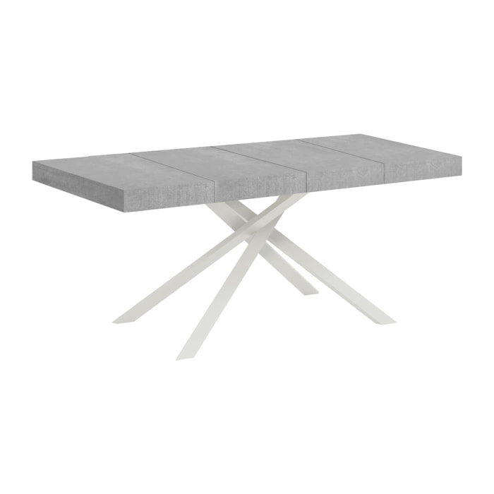 Tavolo allungabile 120x90/224 cm Karida Premium cemento gambe bianche
