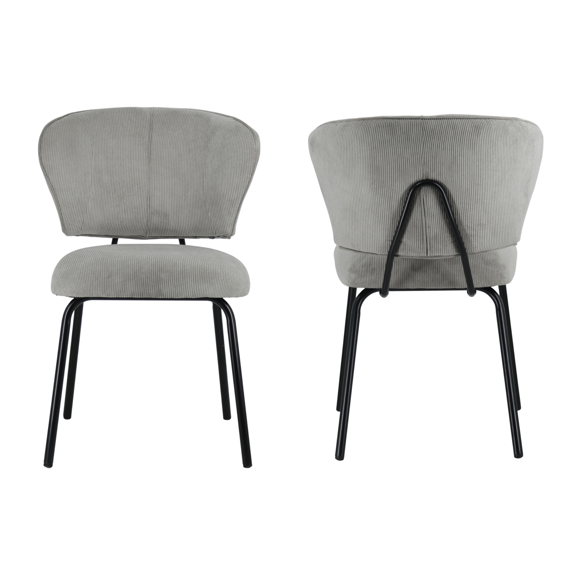 Lot de 2 chaises en velours côtelé gris clair NILSA