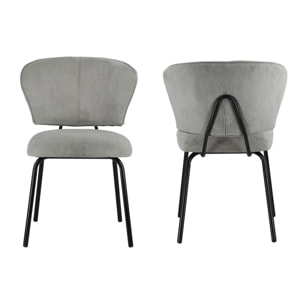 Lot de 2 chaises en velours côtelé gris clair NILSA