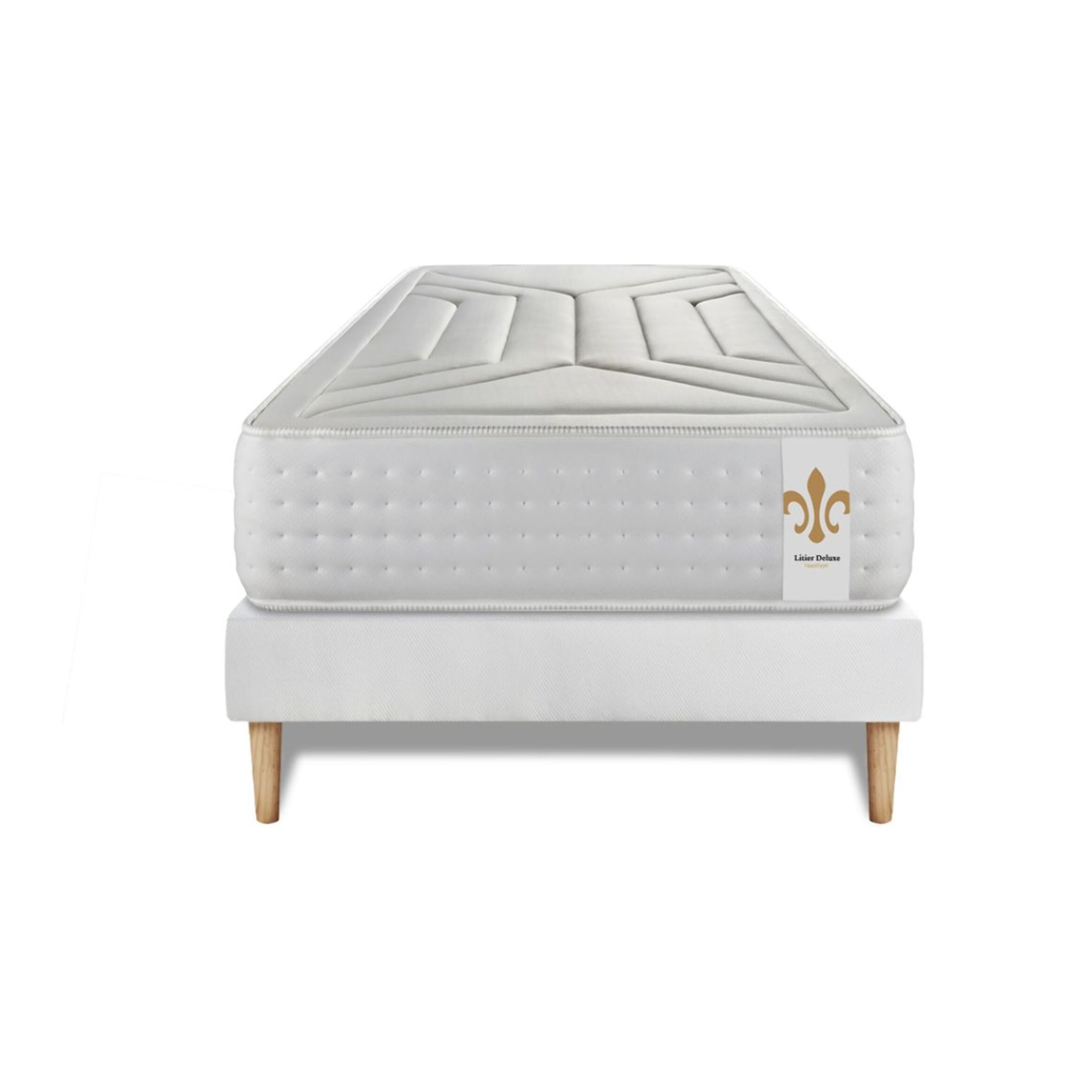 Ensemble Matelas Vingt-Quatre - 24cm - Ressorts ensachés et mémoire de forme - Confort d'exception - Sommier Tapissier Blanc