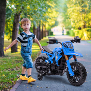 Moto Eléctrica para Niños de +3 Años Moto de Batería 12V para Niños con Ruedas de Entrenamiento Acelerador en Puño y Bocina Carga 30 kg Azul