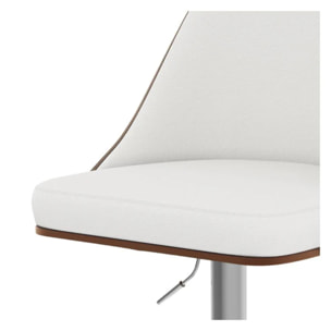 Chaise de bar réglable et pivotante en bois foncé et PU blanc 56/77 cm - Georges