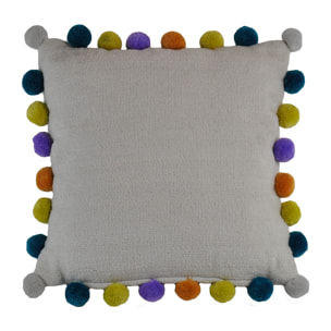 CASA ANVERSA Nappy Cuscino con pon pon multicolore_43x43_Tessuto _Made in Italy