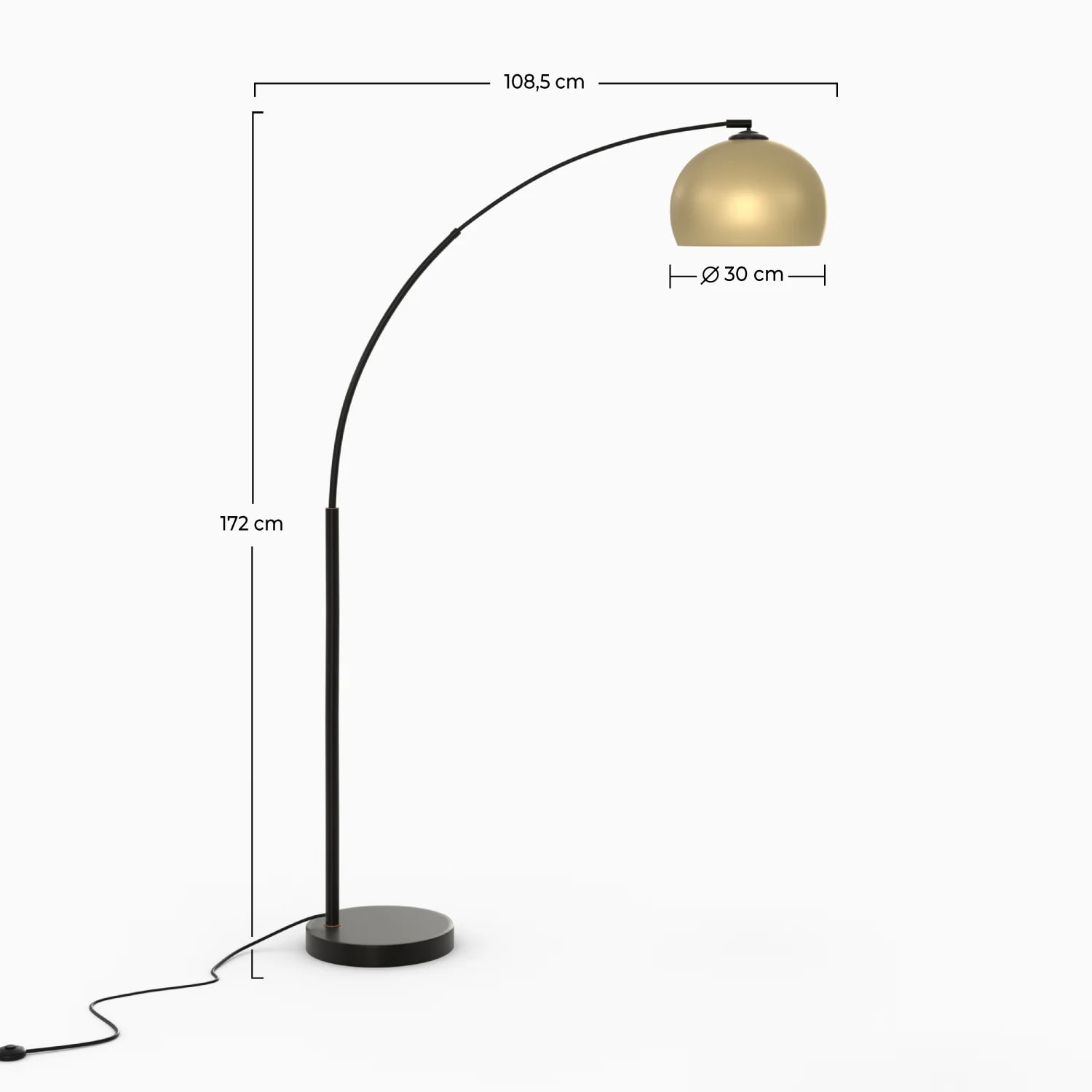 Lampadaire en métal couleur noir et laiton - Dinard