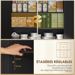 Buffet haut multi-rangement - 4 portes, grand tiroir - dim. 76L x 40l x 183H cm - noir