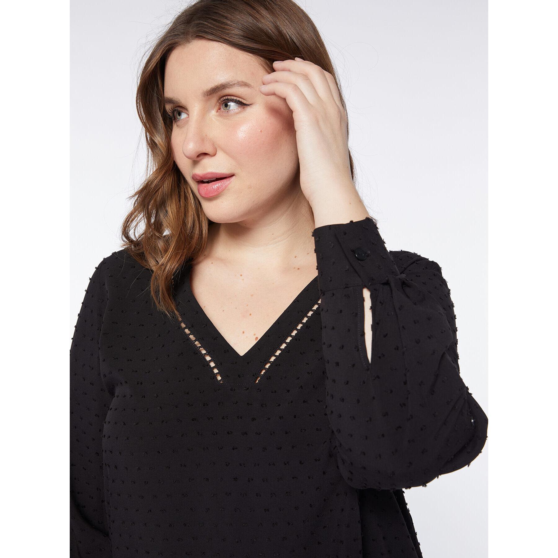 Fiorella Rubino - Blusa in plumetis di viscosa ECOVERO™ - Nero