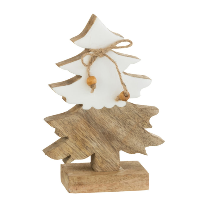 J-Line décoration Sapin Corde - bois - blanc/naturel - small - 2 pcs