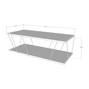 Tavolino da salotto Dmarches, Tavolo basso da caffè, Portariviste per divano, Ripiano da soggiorno, 120x50h30 cm, Antracite e Nero