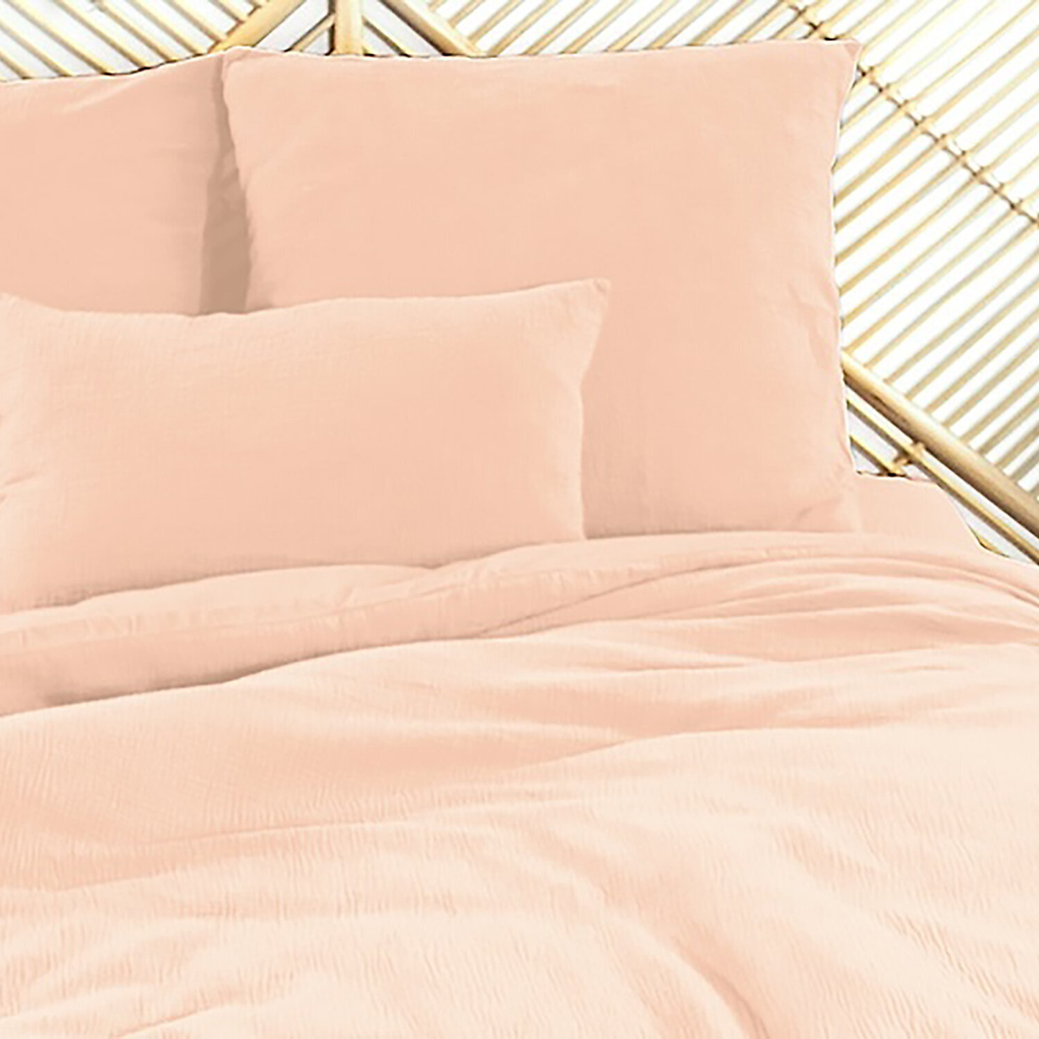 Parure housse de couette 3pcs en gaze de coton 57 fils - pêche