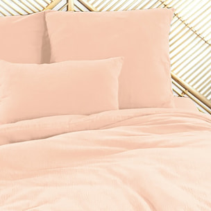 Parure housse de couette 3pcs en gaze de coton 57 fils - pêche