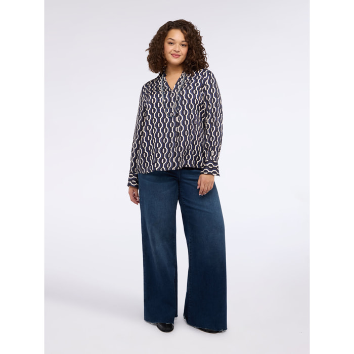 Fiorella Rubino - Blusa estampado geométrico en raso - Azul