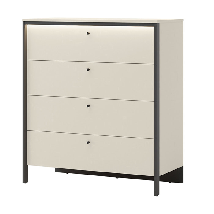 Kimi - commode 4 tiroirs - led inclus - Beige