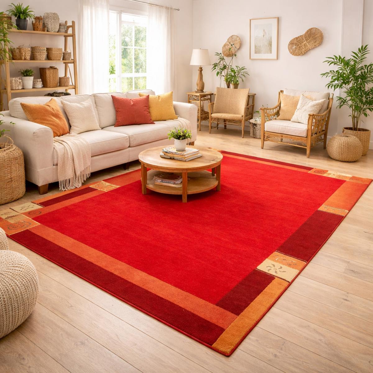 Tapis salon et chambre fait main en laine motif simple VEHU