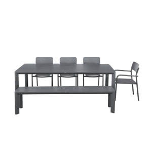 Table de jardin aluminium + 4 assises + 1 banc SAVANNAH + SACRAMENTO + MADISON
