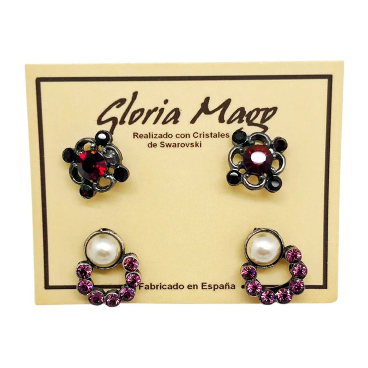 Pack 2 pares pendientes cristal SW y plata 10µ. C1
