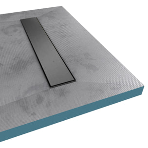 Receveur de Douche à Carreler 140x80cm à Ecoulement Linéaire - Grille Chrome et Bonde