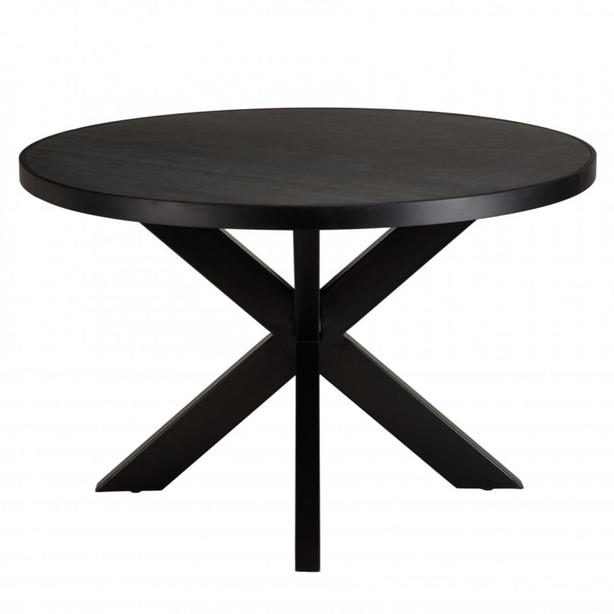 BASILE - Table à manger 120x120cm plateau noir effet pierre
