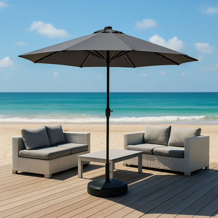Parasol droit rond led Ø 2,7 m gris FEIRO