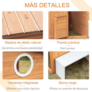 Casa Infantil de Madera +3 Años con Mesita Banco Buzón 122x108x135,5 cm Natural