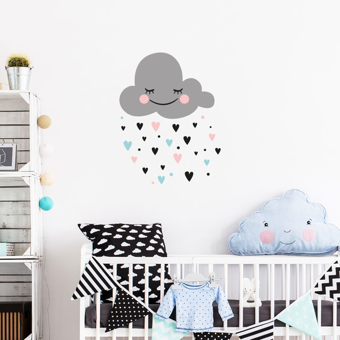 Stickers muraux | Sticker Mural Autocollant - NUAGE D'AMOUR SCANDINAVE - adhésifs fond transparent