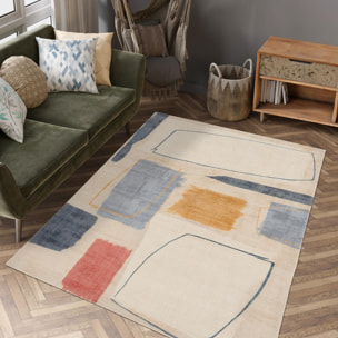 Tapis salon et chambre fait à la main en laine motif abstrait NUITORK