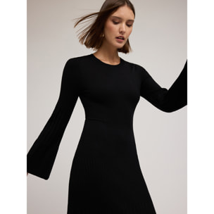 Motivi - Vestito lungo in maglia a coste - Nero