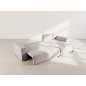 Nicole - Canapé d'angle réversible 5 places convertible avec coffre en tissu - Gris clair