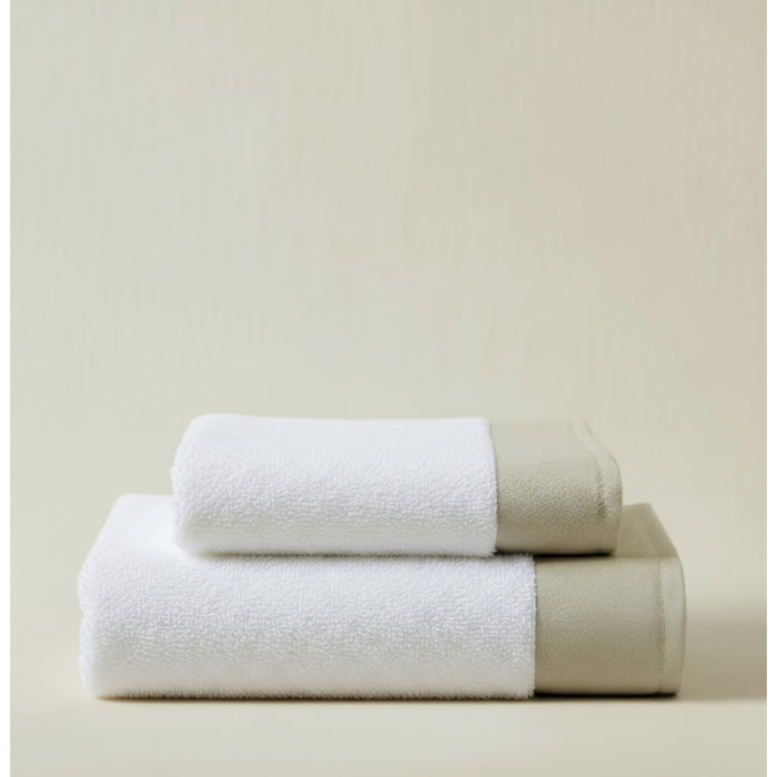 SET VISO E MANI SPUGNA BIANCO CON BALZA IN LINO