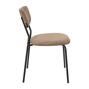 Lot de 4 Chaises - HOME DECO FACTORY - Jules - Côtelées - Confortables - Taupe