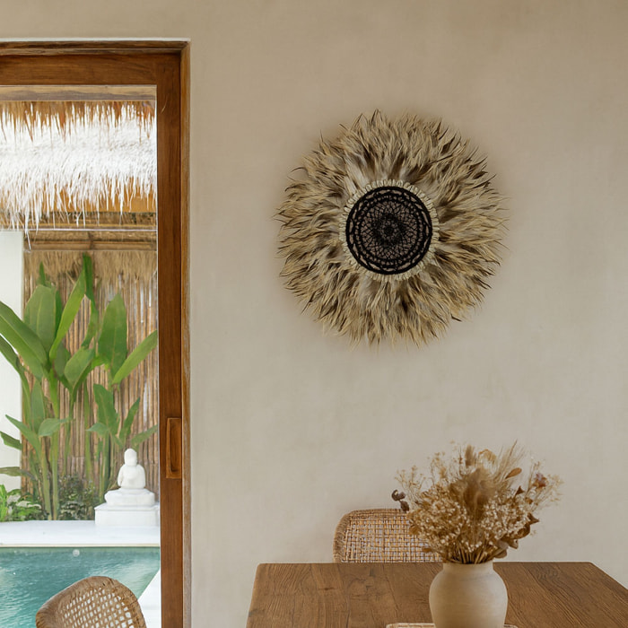 Décoration en plumes jujuhat naturelles et coquillages 50cm KAPAU