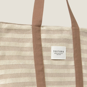 Bolso de playa de algodón con rayas Luribol color marron beige 100% Algodón
