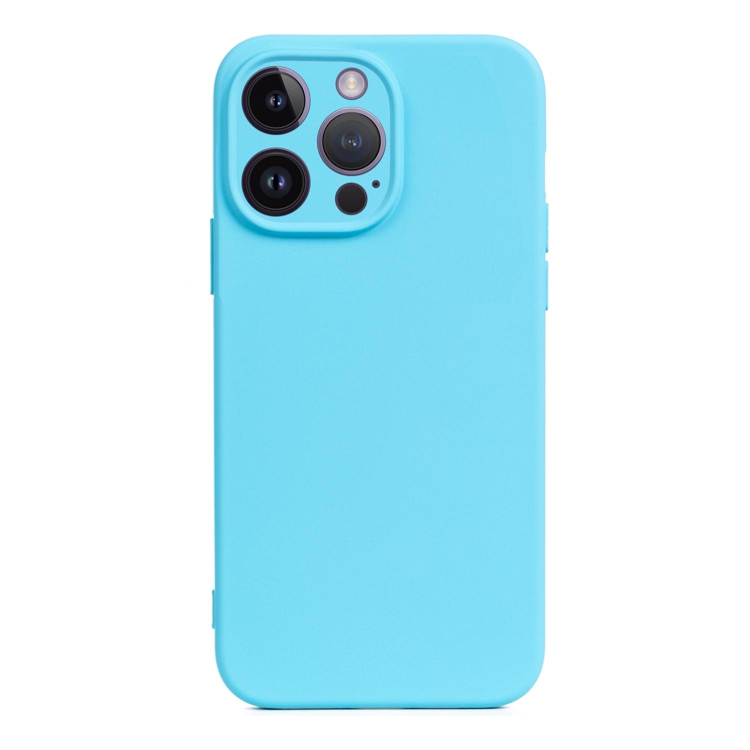 DAM Custodia Essential in silicone con protezione per fotocamera per iPhone 14 Pro. Interno in morbido velluto. 7,43x1,06x15,06 cm. Colore blu