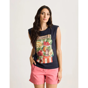 Camiseta Manga Corta Azul Marino - Bangana