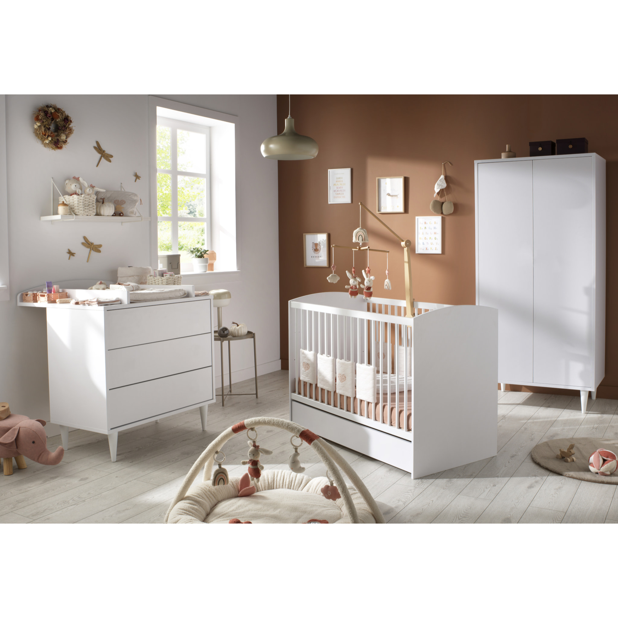 Armoire 2 portes avec étagères et penderie - ouverture push