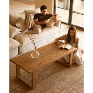 Mesa de centro de madera maciza en tono roble oscuro de varias medidas