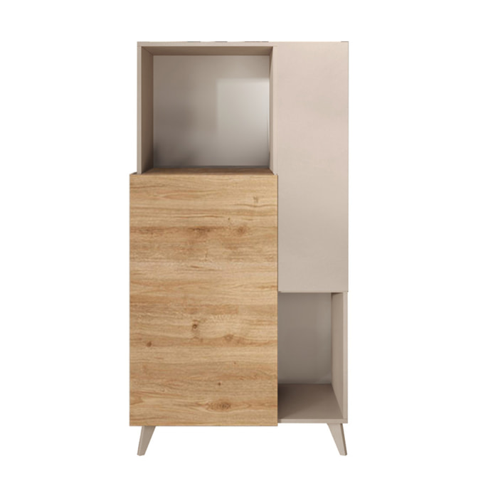 Estelle - buffet haut - 2 portes - 81x154 cm - Blanc / Beige